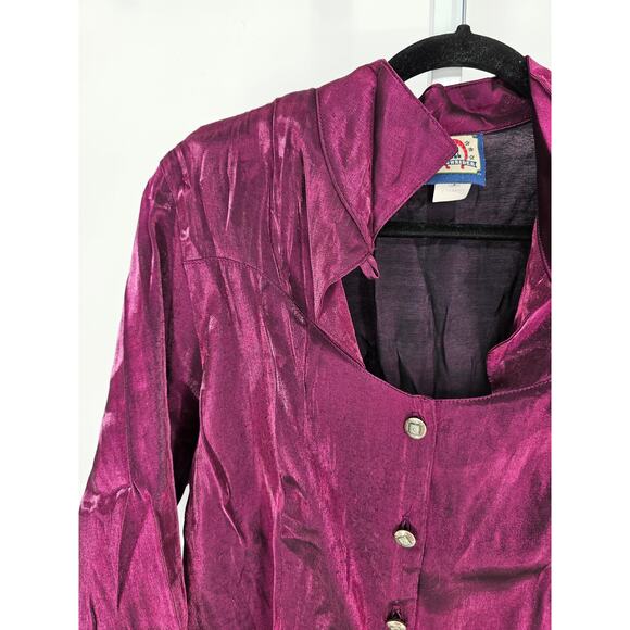VTG Roughrider Women's Purple Long Sleeve Button Down Blended Fiber Tip Size XL - Picture 2 of 6